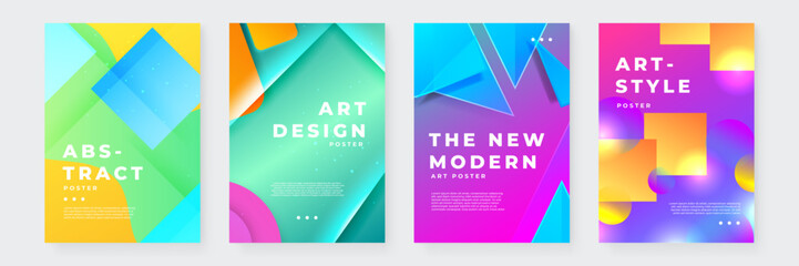 Set of Colorful Abstract Art Design Posters for Modern Decor