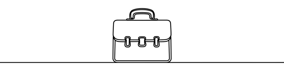 Minimalist illustration of a business briefcase drawn with a single continuous line. Vector illustration.