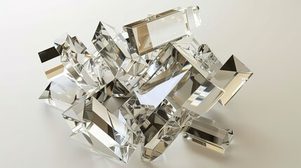 Transparent Crystal Geometry 3D - an intriguing and modern visual. The transparent crystal shapes create a fascinating and dimensional scene that captivates the viewer.