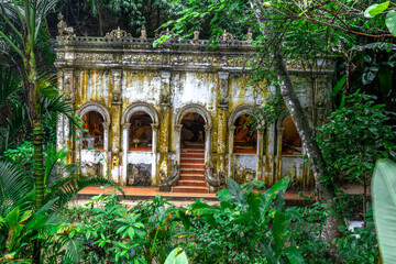Background of religious tourist attractions on the high mountain on the way up to Doi Suthep,...