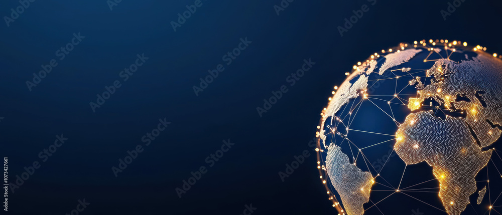 Aufkleber a digital globe illuminated with connections, representing global networking and technology against 