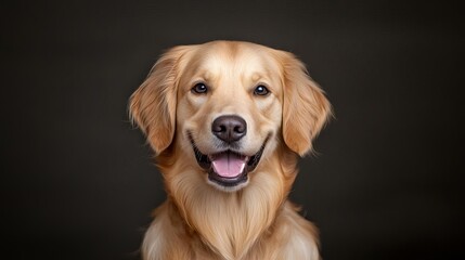 Obraz premium Golden retriever dog, portrait in diffused studio light, soft shadows, happy expression