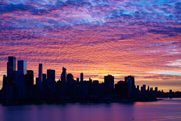 Sunrise over Manhattan, New York.