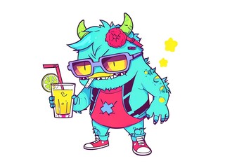 Cool Monster with a Drink