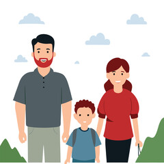 man and family on a nature hike.eps