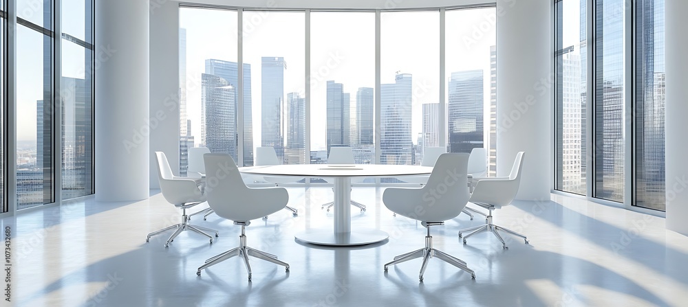 Poster spacious corporate office with clean, open design – perfect for adding custom text or branding