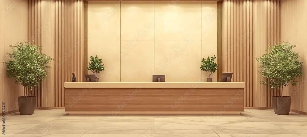 Poster spacious corporate office with clean, open design – perfect for adding custom text or branding