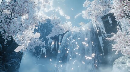 Winter's Ethereal Embrace: A Surreal Ancient Chinese Realm