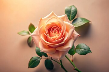 A soft pink glow illuminates a peach rose, a low-light photographic masterpiece.