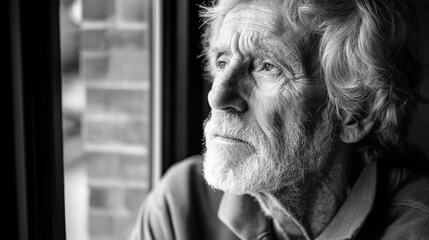 Introspective Senior Portrait in Monochrome, Window Light Contemplation