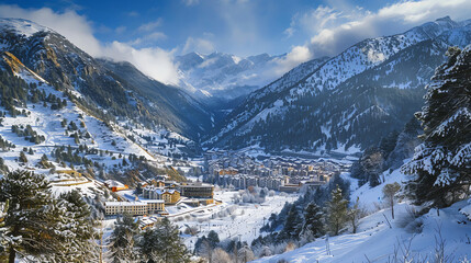 snow covered mountains