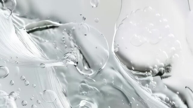 Abstract gel texture with air bubbles in clear liquid