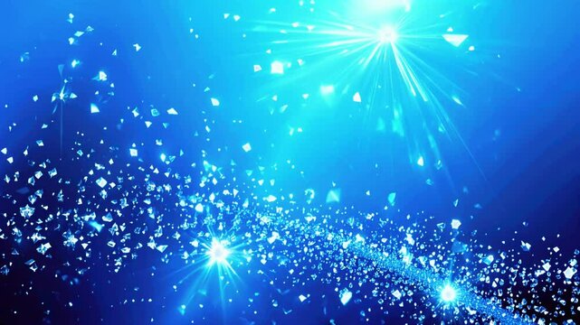 A soft blue gradient background with animated crystal-like diamond sparkles and light flares, offering a chic and refined look ideal for jewelry or high-end events, 4K Motion Graphics Animation Video