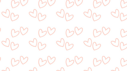 Hand drawn seamless pattern background illustration of hearts, for Valentine's Day.