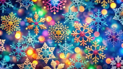 Colorful Snowflake Wrapping Paper Seamless Pattern AI Art