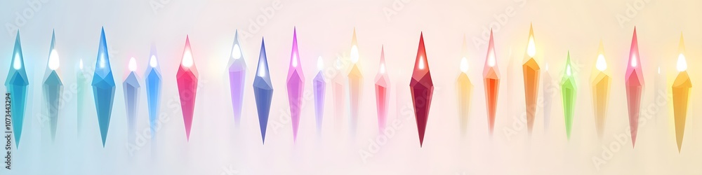 Aufkleber Display of colorful holiday lights in classic shapes, arranged in a neat line on a clean white background to capture a festive look. Vector art, no shadows, 4k resolution, white background