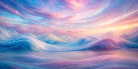 Obraz premium A surreal landscape of flowing pastel hues, resembling a dreamlike panorama of clouds and hills.