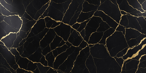 Luxurious Black Marble Texture with Gold Veins for Elegant Design