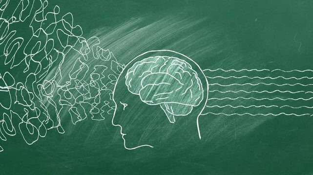 The concept of analysis, processing, structuring information by man. Brain efficiency. Man systematizes his thinking. From chaos to order. Making right decision. From chaos comes order