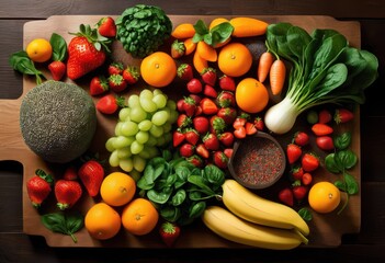 vibrant close fresh ingredients smoothies featuring colorful natural additions health optimization, mango, banana, spinach, kale, berries, pineapple