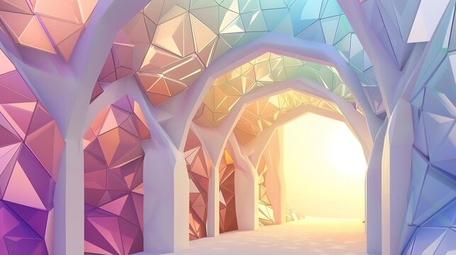 Geometric Arch Fantasy Background - a stunning and imaginative visual. The geometric arch design creates a dreamlike atmosphere, inviting exploration and creativity.
