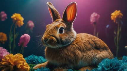 Fototapeta premium rabbit, animal, bunny, isolated, mammal, pets, fluffy, pet, fur, easter, white, small, hare, domestic, brown, cute, baby, furry, farm, grey, animals, ears, young, one, rodent