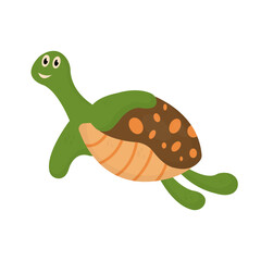 Cute turtle vector, flat cartoon design