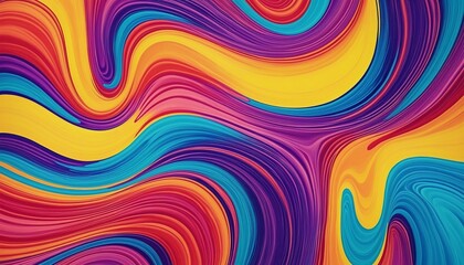 Obraz premium Vibrant Liquid Flow: An Iridescent Abstract Background of Colorful Waves in Yellow, Red, Purple, and Blue