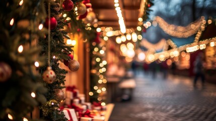 holidays market featuring stalls twinkling lights and festive decoration