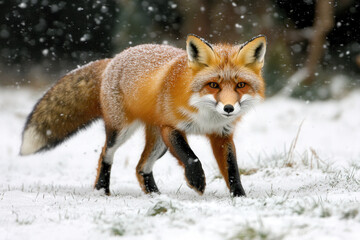 Obraz premium Red Fox in a Snowy Forest