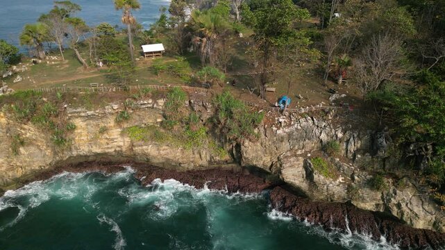 Aerial Drone View of Karang Bokor Sawarna