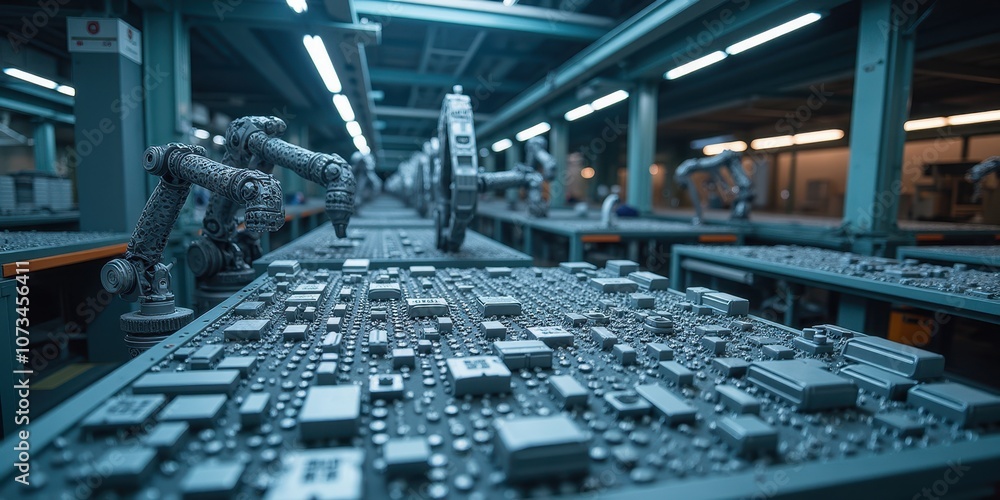 Aufkleber advanced robotic assembly in modern factory environment