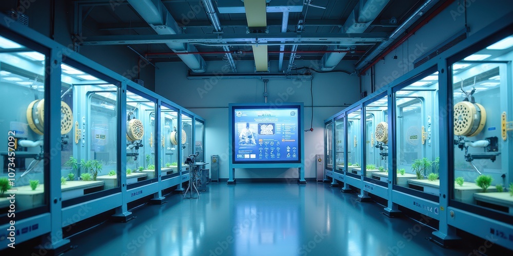 Poster advanced ai technology in a modern factory setting