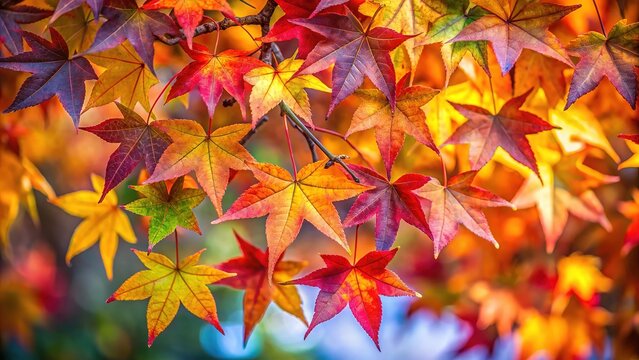 Focus on the splendor of Liquidambar styraciflua's fall foliage.