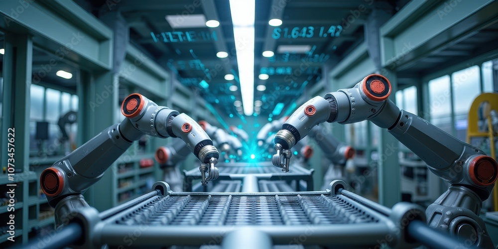 Poster automated food processing line in modern factory