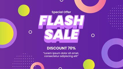 Colorful Flash Sale Banner Offering 70 percent Discount