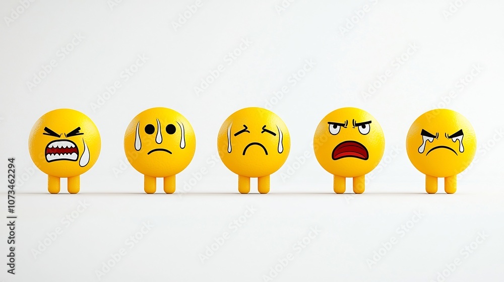 Poster Collection of Expressive Emoji Icons Showing Different Emotions like Joy Tears Anger and Winking Isolated on a Clean White Background Pixel Perfect Design