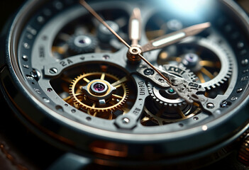 close up old watch mechanism