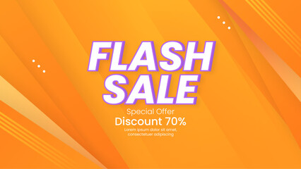 Colorful Flash Sale Banner With Shapes Element and Discount Offer. Vibrant promotional banner featuring a flash sale with 70 percent discount.