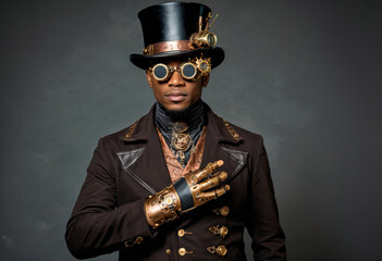 Portrait of a steampunk man with a hat