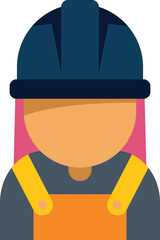 Simple and colorful vector illustration of a female construction worker wearing a hard hat and safety gear