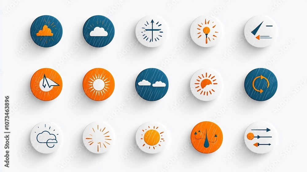 Aufkleber set of pixel perfect weather icons featuring editable stroke outlines for sun rain thunder and snow 