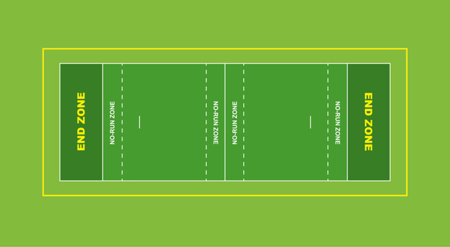vector illustration of flag football field top view for playbook training 
