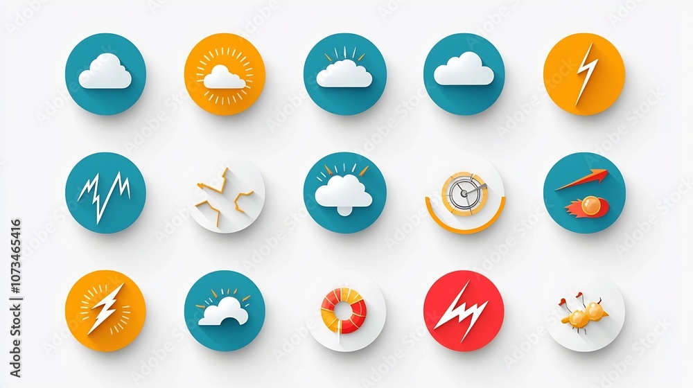 Aufkleber collection of clean and minimalist weather icons with editable stroke outlines including tornado lig
