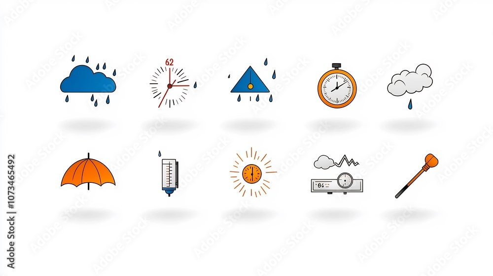 Aufkleber Set of Minimalist Meteorology Icons in Editable Outline Style Depicting Weather Elements like Rain Temperature and Barometer  Suitable for Weather Forecast Visualization Climate Data Presentation