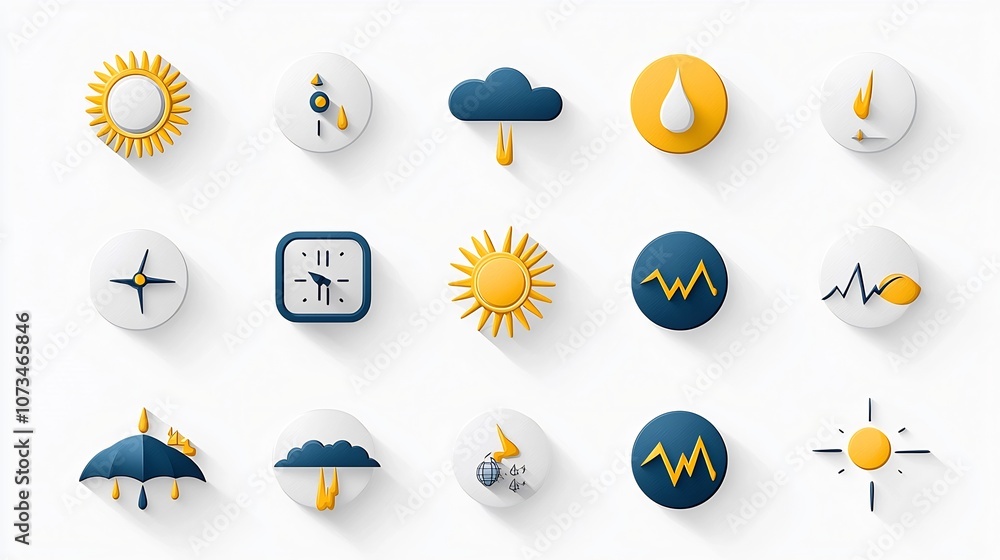 Aufkleber pixel perfect weather and meteorology icons featuring an editable stroke outline design for sun rain