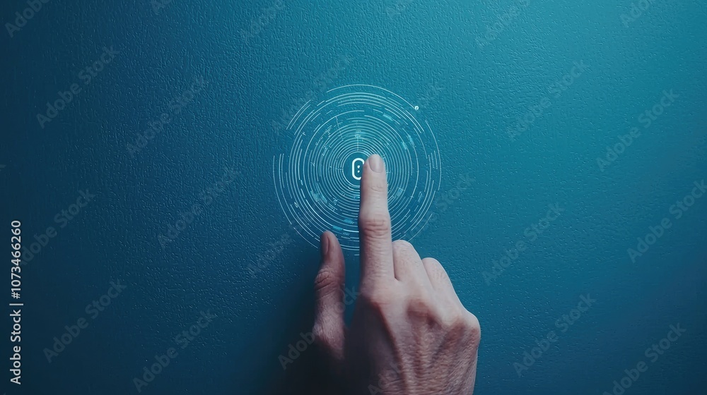 Poster user engages with innovative touchscreen technology to control digital interfaces effectively