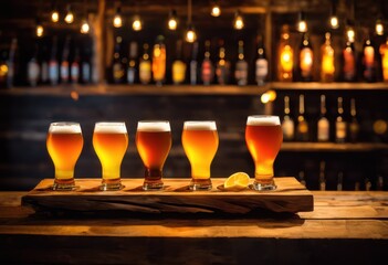 vibrant craft beer elegantly poured into rustic glasses capturing art beverage presentation, amber, ale, bubbly, carbonation, chilled, drink, festive