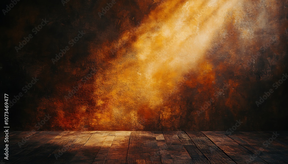 Poster a textured wall with warm lighting, creating an atmospheric and inviting space.
