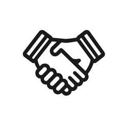 Vector illustration of a handshake symbolizing agreement in black and white copy space